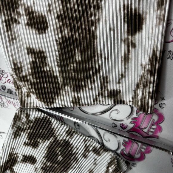 Casa Donna pants pleated tie dye white green stretchy flare leg shimmer fabric - Picture 4 of 13